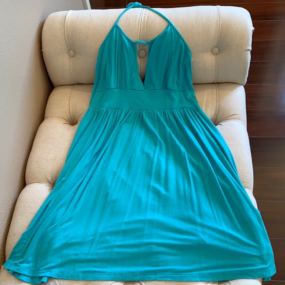 Turquoise blue halter dress